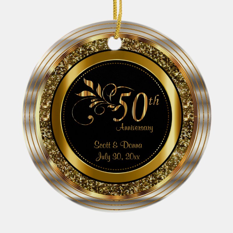 Custom 50Th Golden Anniversary Ceramic Ornament