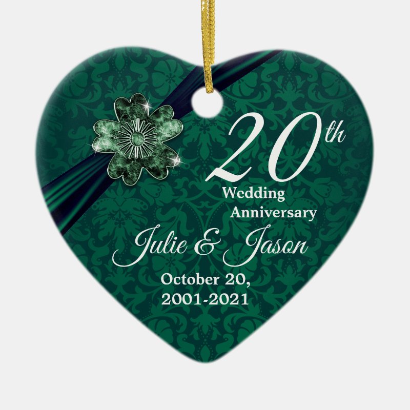 Custom - Classy 20Th Emerald Wedding Anniversary Ceramic Ornament