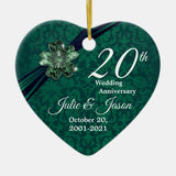 Custom - Classy 20Th Emerald Wedding Anniversary Ceramic Ornament