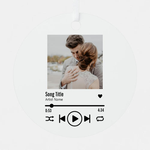 Custom Newlywed Photo Song Playlist Metal Ornament