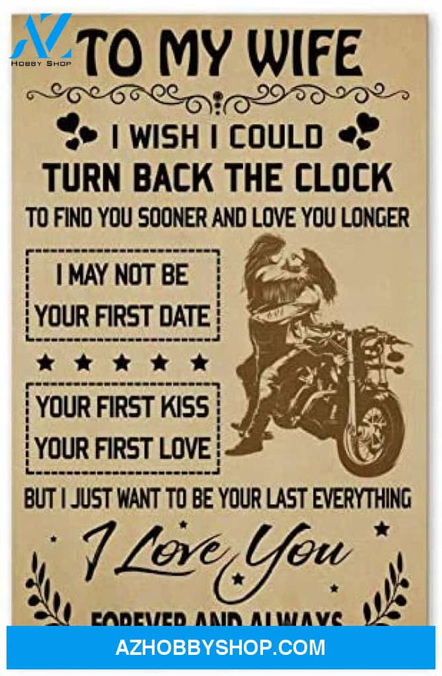 Customed Biker Poster To My Wife I Wish Art Printhight Quality Posters