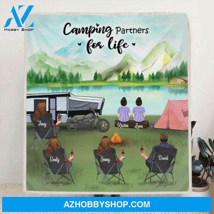 Customer Personalized Camping Blanket - Gift for the whole family, camping lovers with 4 Adults, 2 Kids - Camping Partner For Life