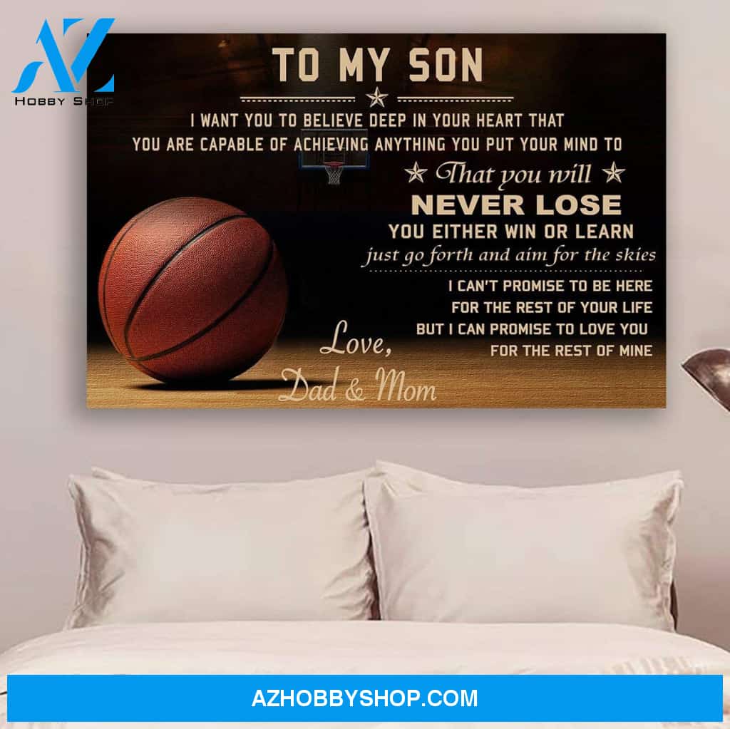 Customized Basketball Poster Dad And Mom To Son Never Lose Posters