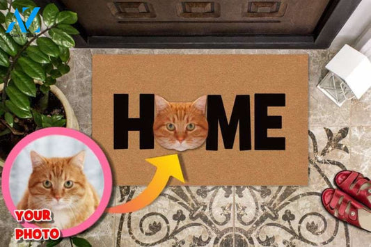 Customized Cat Photo Doormat, Personalized Doormat for Cat Owners, Custom Gift for Housewarming, Doormat with Cat's Picture
