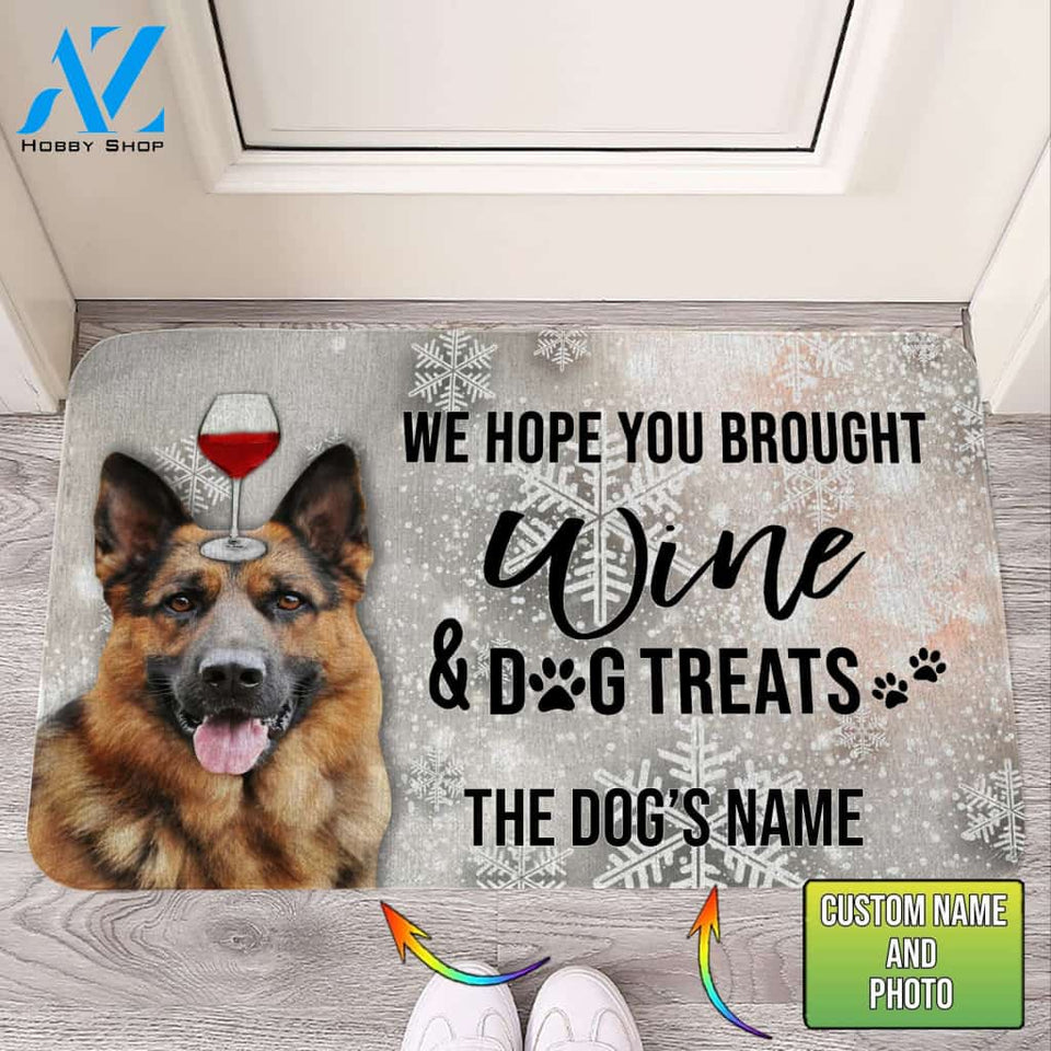 Customized Doormat - Welcome Mat - Home Decor German Shepherd - Brought Wine Dog Doormat - Welcome Mat - Home Decor