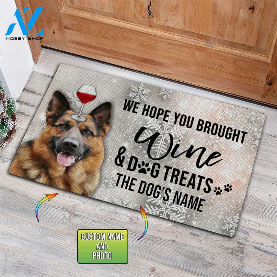 Customized Doormat - Welcome Mat - Home Decor German Shepherd - Brought Wine Dog Doormat - Welcome Mat - Home Decor