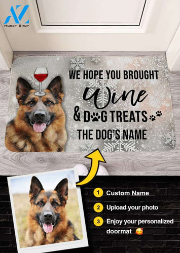 Customized Doormat - Welcome Mat - Home Decor German Shepherd - Brought Wine Dog Doormat - Welcome Mat - Home Decor