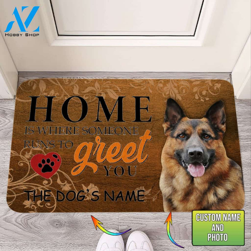 Customized Doormat - Welcome Mat - Home Decor German Shepherd - Runs To Greet You Doormat - Welcome Mat - Home Decor