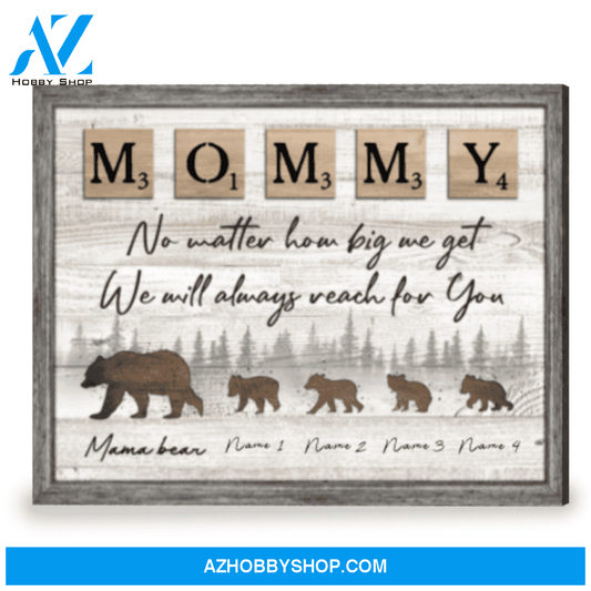 Customized Gift For Mother On Birthday Mama Bear And Cubs Canvas Print
