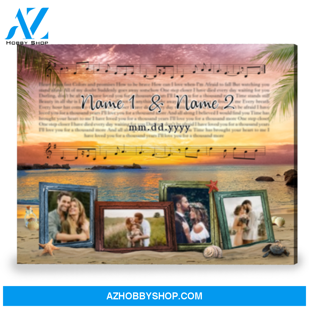 Customized Lyrics Gift For Couple Romatic Beach Wall Decor Canvas