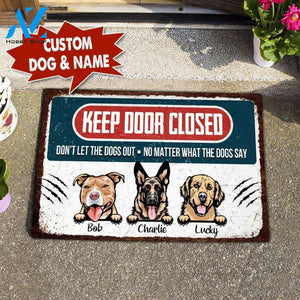 Customized Text and Dogs Keep Door Closed Doormarts NTT-DTP001 | Welcome Mat | House Warming Gift