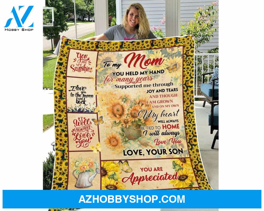 Customized To My Mom Blanket, Sunflower Blanket, Mother's Day Blanket Gift, Blanket From Son, Gift For Mother, Mothers Day Gift