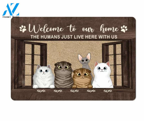 Customized Welcome To Our Home Doormat, Up To 5 Cats, Special Gift for Your House