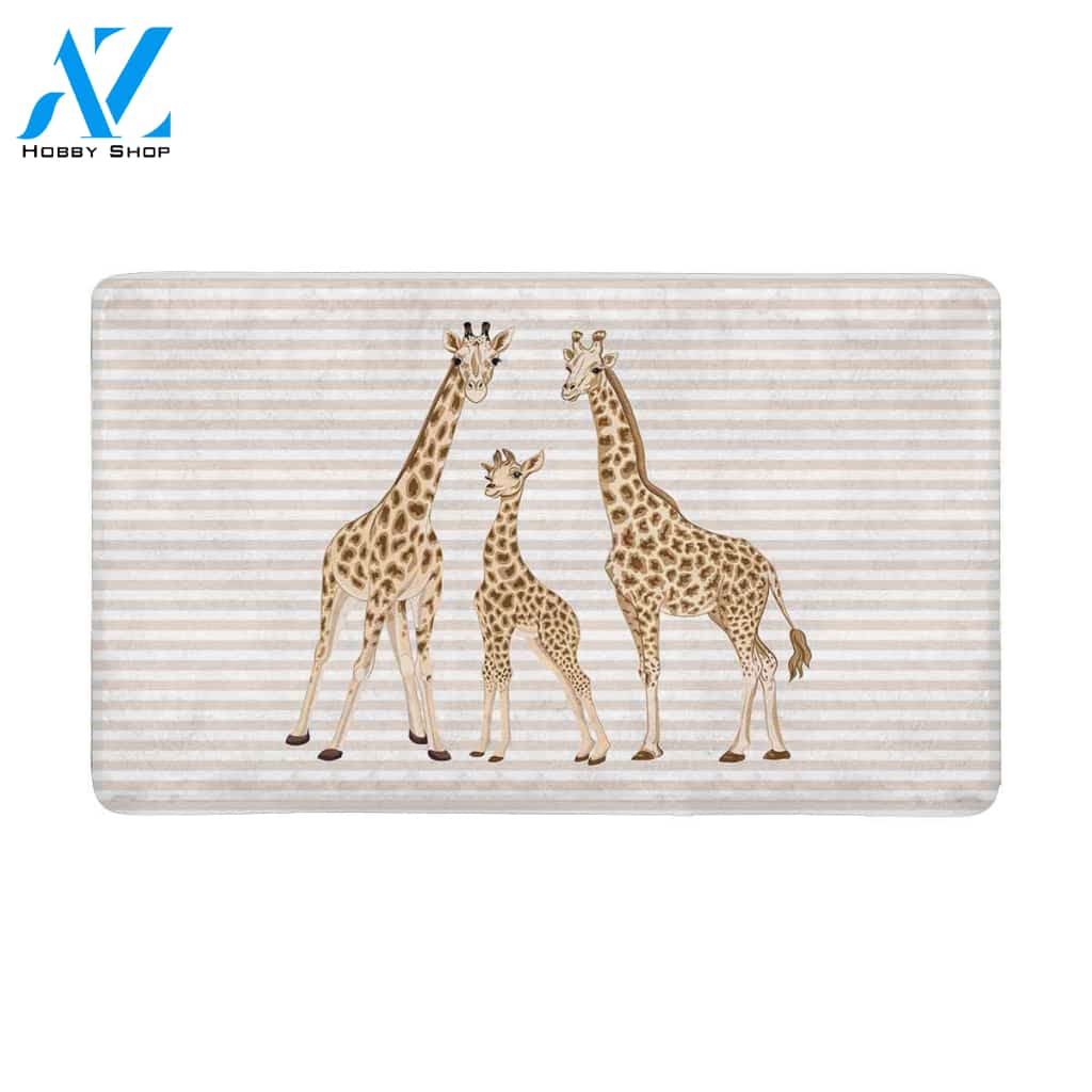 Cute Animal Giraffe Family Doormat Welcome Mat House Warming Gift Home Decor Funny Doormat Gift Idea