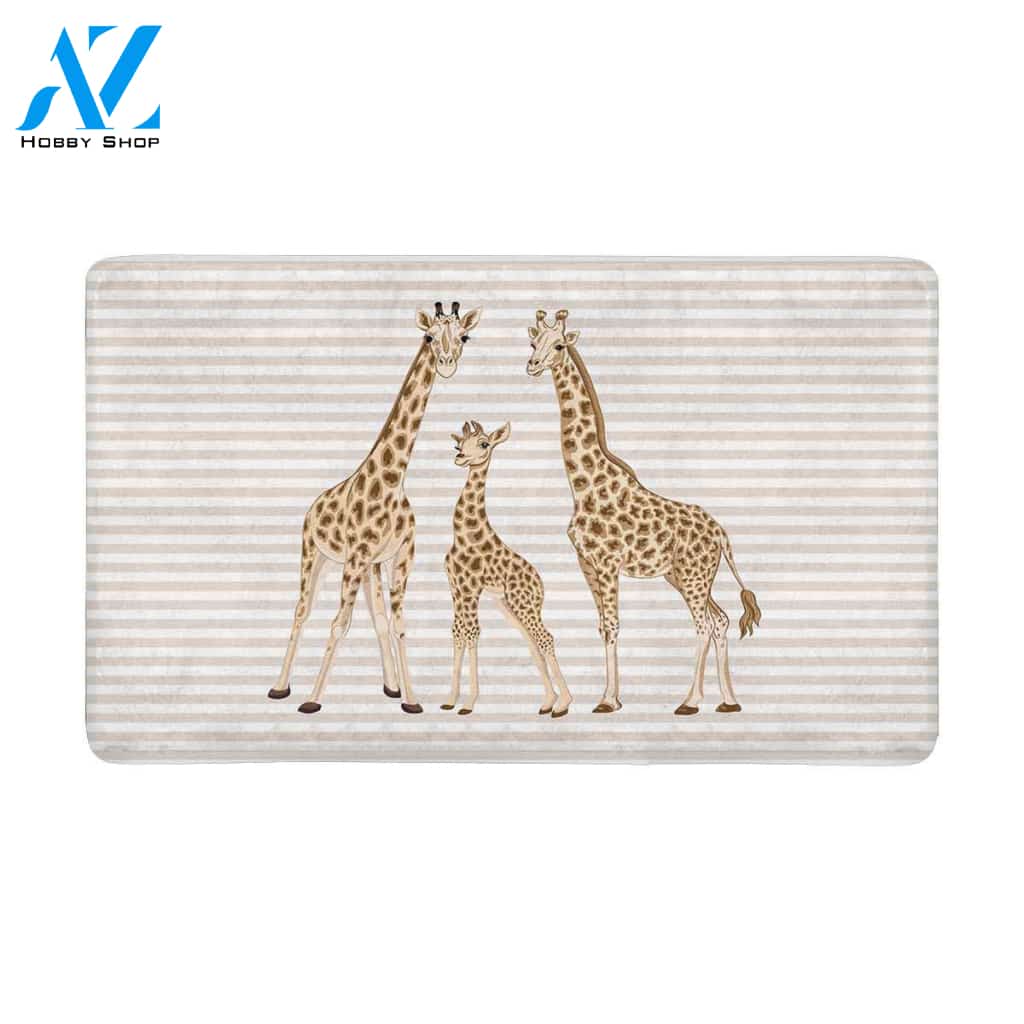 Cute Animal Giraffe Family Doormat Welcome Mat House Warming Gift Home Decor Funny Doormat Gift Idea