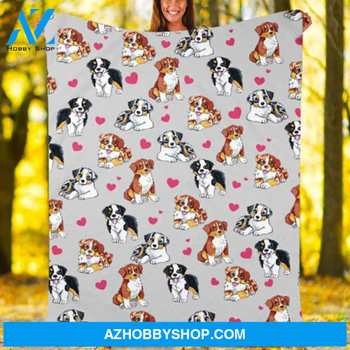Cute Australian Shepherd Dog For Dog Lovers Gift Fleece Blanket - Quilt Blanket