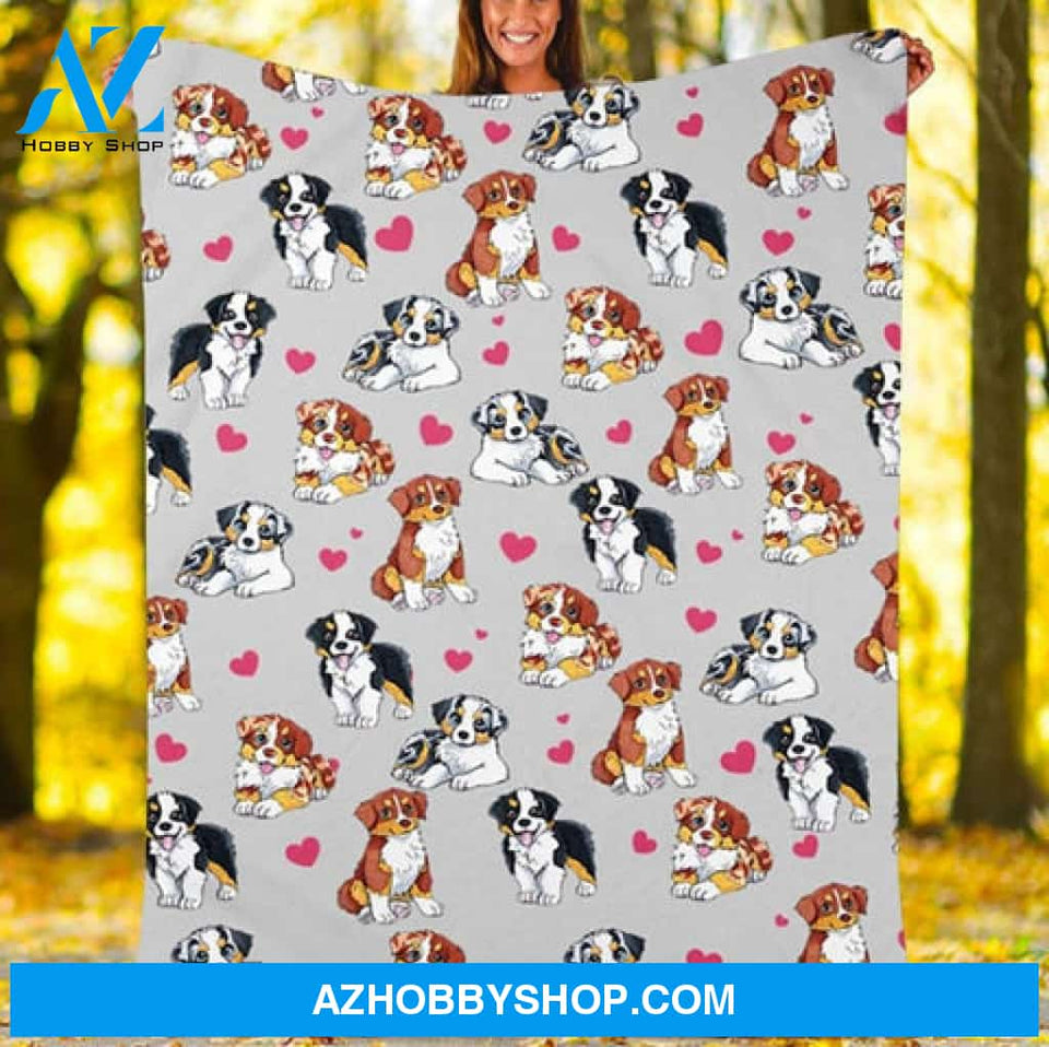 Cute Australian Shepherd Dog For Dog Lovers Gift Fleece Blanket - Quilt Blanket