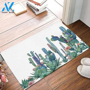Personalized Name Family House Cute Cactus Garden Flower Doormat Indoor And Outdoor Mat Entrance Rug Sweet Home Decor Closing Gift Gift For Friend Family Flower Lovers Gift Idea