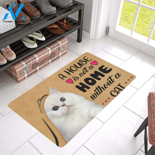 Cute Cat A House Is Not A Home Without A Cat Printed Doormat Home Decor