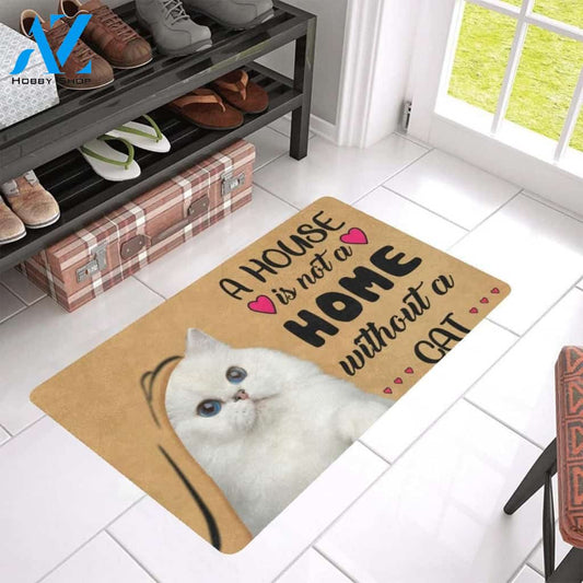 Cute Cat A House Is Not A Home Without A Cat Printed Doormat Home Decor