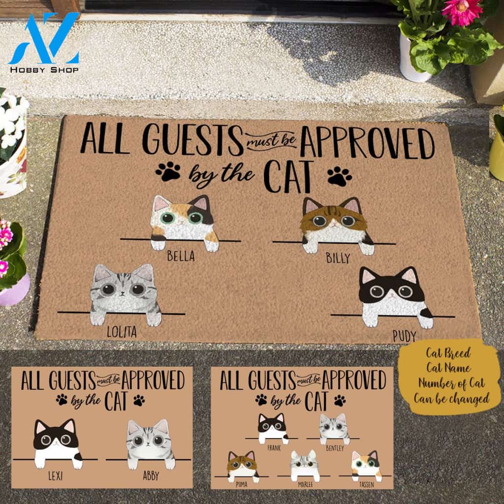 Cute Cat All Guests Must Be Approved By The Cat Personalized Doormat TV