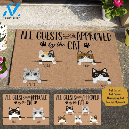Cute Cat All Guests Must Be Approved By The Cat Personalized Doormat TV