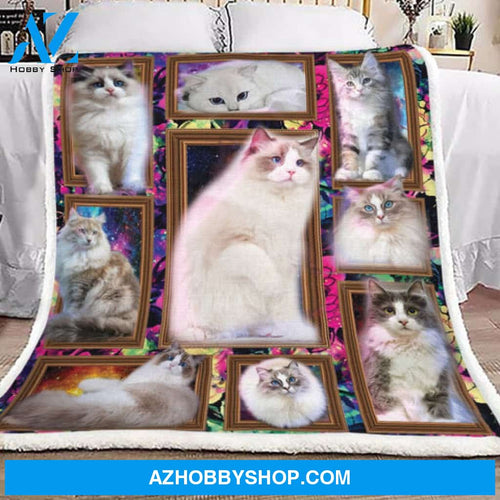 Cute Cats Fleece Blanket Gift For Cat Lovers, Gift For Friend, Gift For Family 
