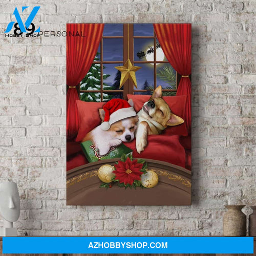 Cute Chihuahuas Twas The Night Before Christmas Matte Canvas