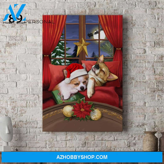 Cute Chihuahuas Twas The Night Before Christmas Matte Canvas