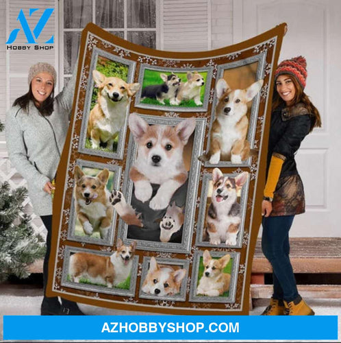 Cute Corgi Picture Dog Lovers Gift Fleece Blanket - Quilt Blanket
