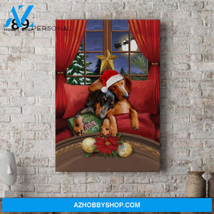 Cute Dachshunds Twas The Night Before Christmas Matte Canvas