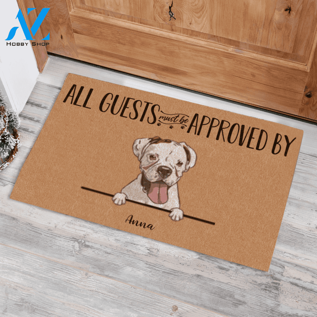 Cute Dog And Cat , All Guests Must Be Approved By Personalized Doormat HQ