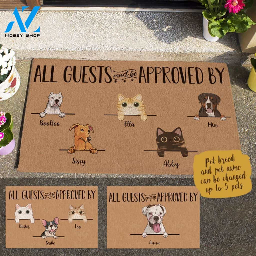 Cute Dog And Cat All Guests Must Be Approved Printed Doormat Home Decor