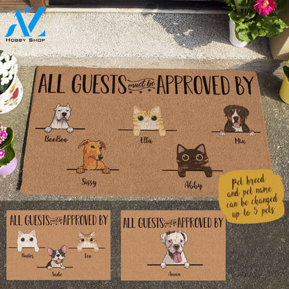 Cute Dog And Cat All Guests Must Be Approved Printed Doormat Home Decor