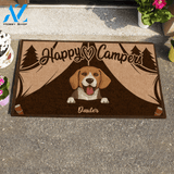 Cute Dog, Happy Campers Personalized Doormat HQ