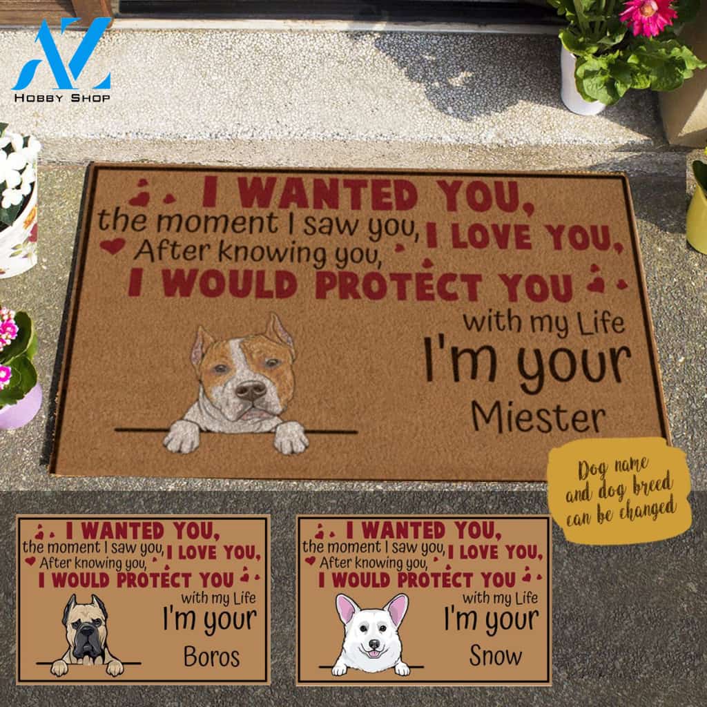 Cute Dog, I Wanted You , The Moment I Saw You, I Love You Personalized Doormat HQ