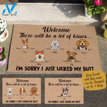 Cute Dog I'm Sorry I Just Licked My Butt Custom Name Printed Doormat Home Decor