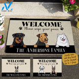 Cute Dog, Welcome Please Wipe Your Paws Personalized Doormat