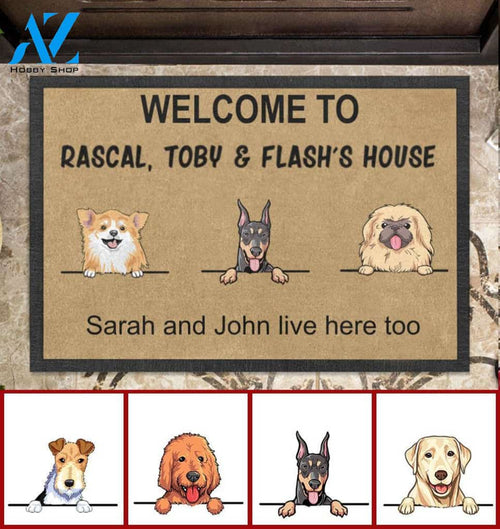 Cute Dog , Welcome To Dog's House Gift For Dog Lovers, Personalized Doormat HQ