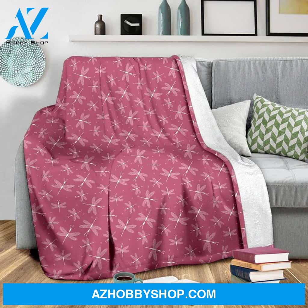 Cute Dragonfly Blanket - Dragonfly Throw Blanket - Dragonfly Fleece Blanket - Dragonfly Pattern Blanket - Dragonfly Print Kids Blankets