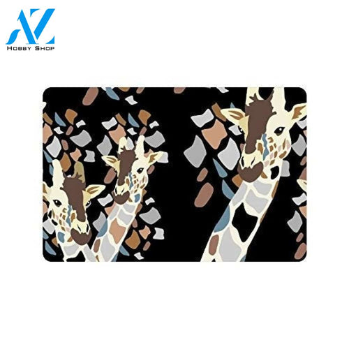 Cute Giraffes Black Doormat Welcome Mat House Warming Gift Home Decor Funny Doormat Gift Idea
