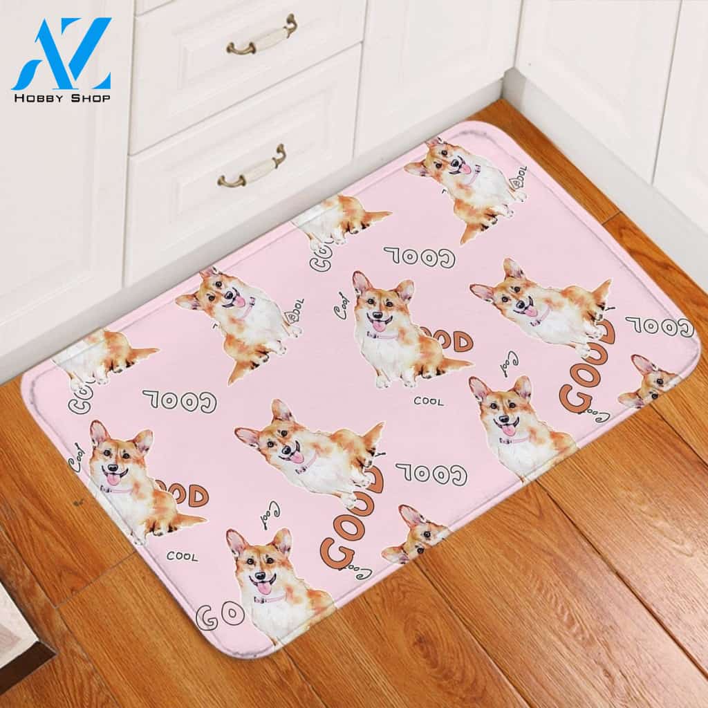Cute Good Corgi Pink Printed Doormat Home Decor