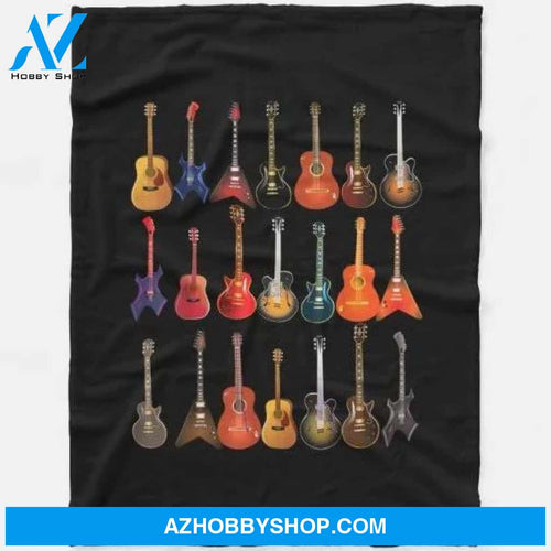 Cute Guitar Rock And Roll Musical Instruments Gift Fleece Blanket For People Home Decor Bedding Couch Sofa Soft And Comfy Cozy