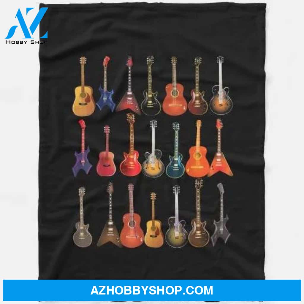 Cute Guitar Rock And Roll Musical Instruments Gift Fleece Blanket For People Home Decor Bedding Couch Sofa Soft And Comfy Cozy