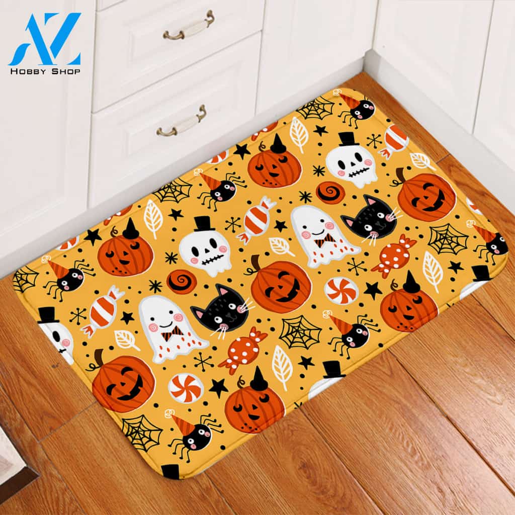 Cute Halloween Decoration Orange Door Mat