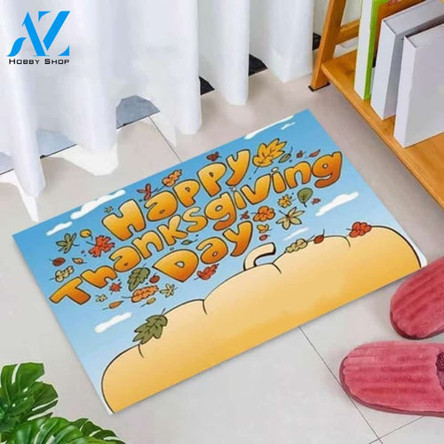 Cute Happy Thanksgivging Day Doormat Welcome Mat Housewarming Gift Home Decor Funny Doormat Gift Idea