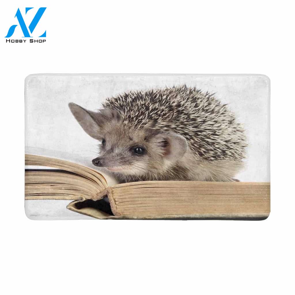 Cute Hedgehogs Read Book Funny Animal Doormat Welcome Mat House Warming Gift Home Decor Funny Doormat Gift Idea