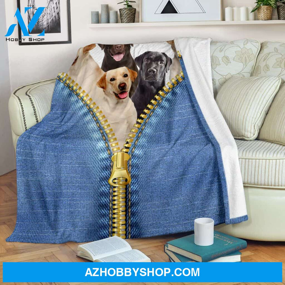 Cute Labrador Retriever Zipper Blanket Gift For Dog Lovers Birthday Gift Home Decor Bedding Couch Sofa Soft and Comfy Cozy