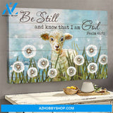 Cute Lamb and Dandelion – Be Still and Know That I Am God Jesus Poster Canvas Wall Decor Visual Art