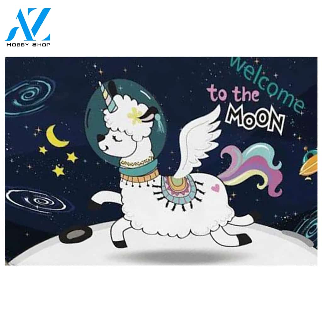 Cute Llama Unicorn Indoor and Outdoor Doormat Warm House Gift Welcome Mat Gift for Friend Family